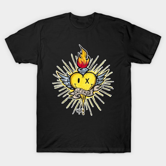 old skool sacred smile heart T-Shirt by oink